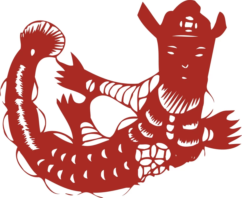 中国风中式传统喜庆民俗人物动物窗花剪纸插画边框AI矢量PNG素材【798】